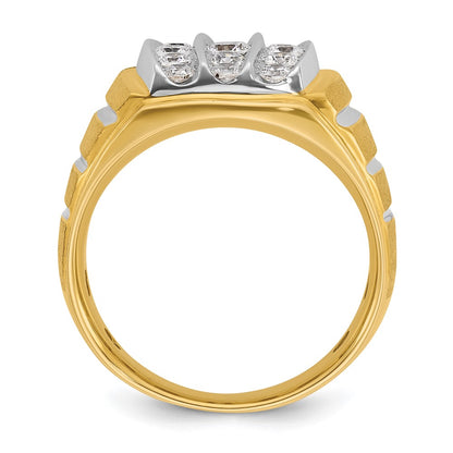 10K Two-Tone Ibgoodman Men'S Polished Satin & Grooved Ring Mounting