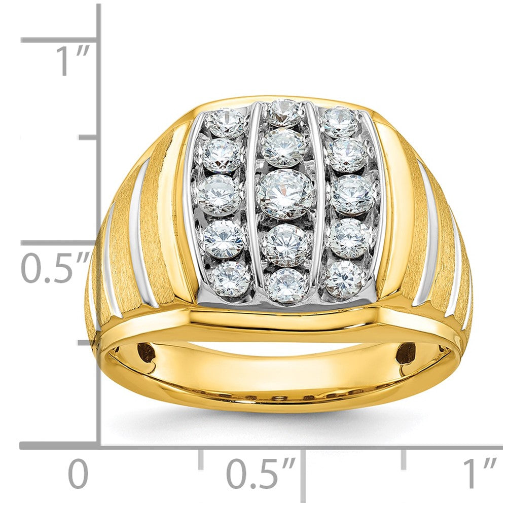 10K Two-Tone Ibgoodman Men'S Polished Satin And Grooved 1 Carat A Quality Diamond Ring