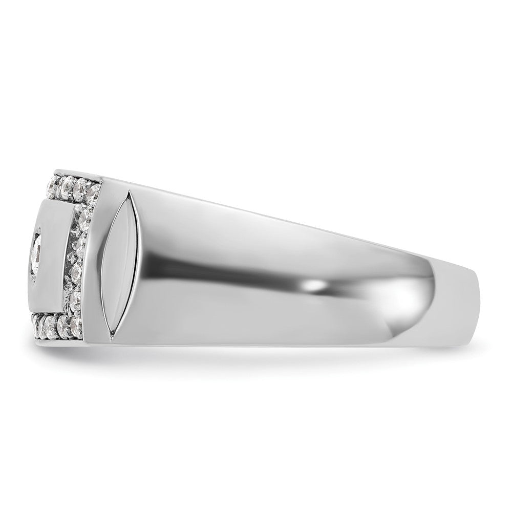 10K White Gold Ibgoodman Men'S Polished And Cut-Out 1/2 Carat A Quality Diamond Rectangle Ring