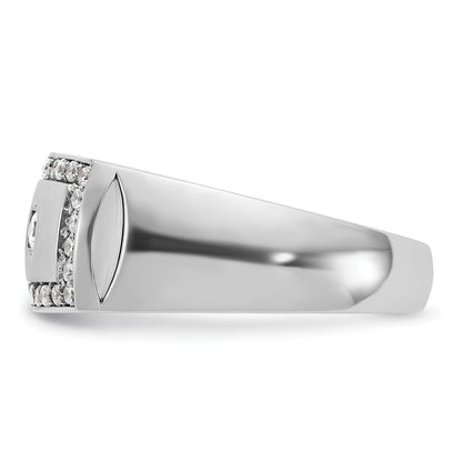 10K White Gold Ibgoodman Men'S Polished And Cut-Out 1/2 Carat A Quality Diamond Rectangle Ring