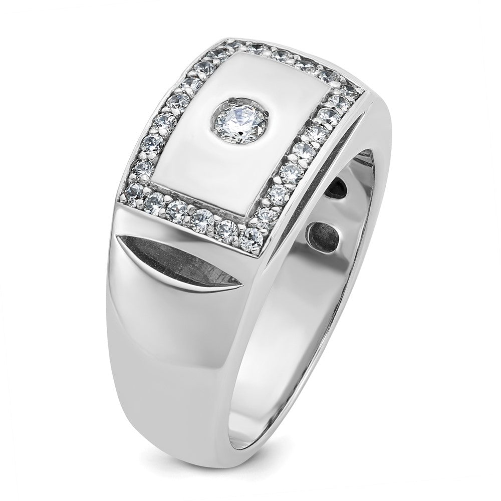 10K White Gold Ibgoodman Men'S Polished And Cut-Out 1/2 Carat A Quality Diamond Rectangle Ring