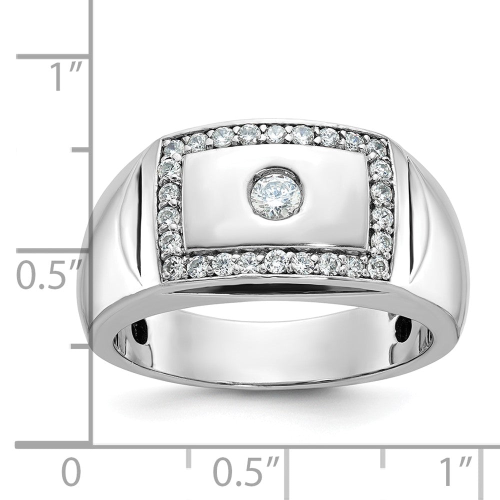 10K White Gold Ibgoodman Men'S Polished And Cut-Out 1/2 Carat A Quality Diamond Rectangle Ring