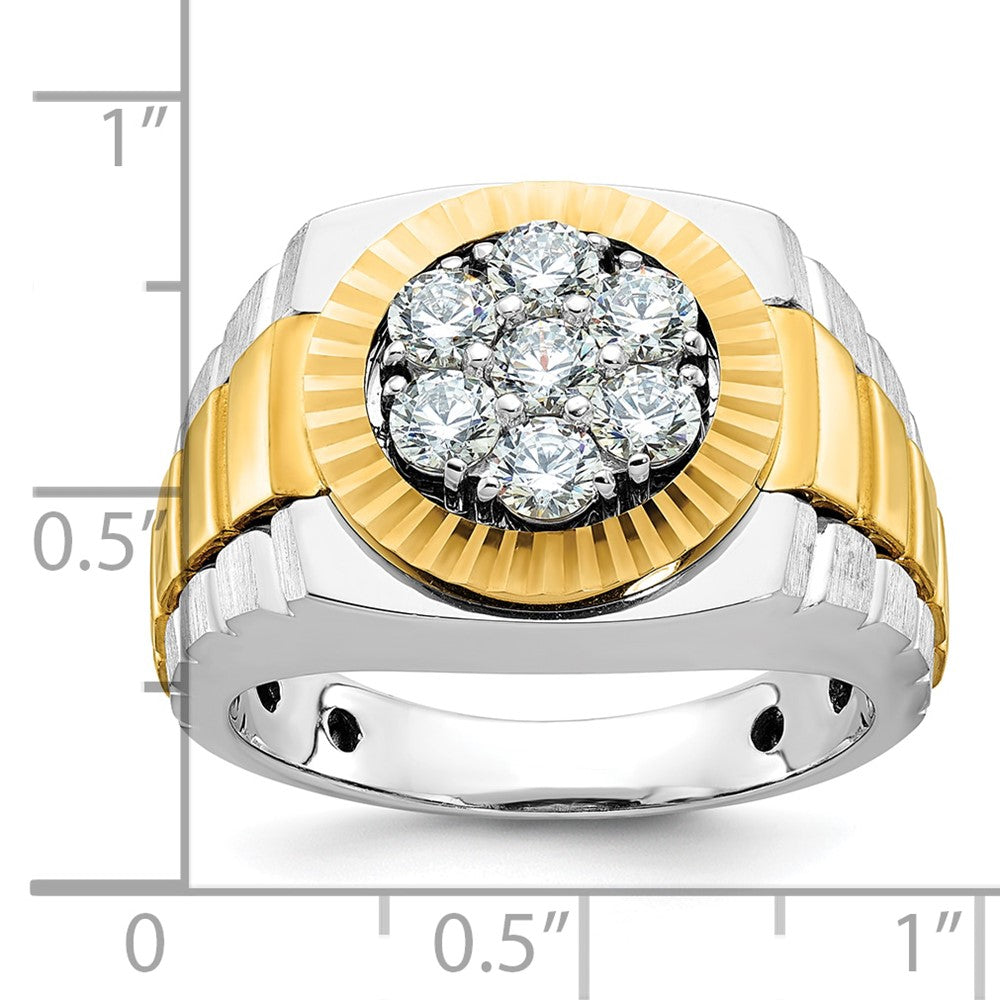 10K Two-Tone Ibgoodman Men'S Polished Satin And Textured 1 Carat A Quality Diamond Ring