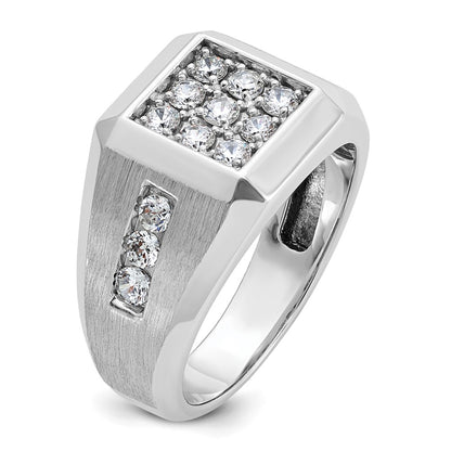 14k White Gold 1 Ct. Lab Grown Diamond VS/SI+ G+ Square Cluster Men's Ring