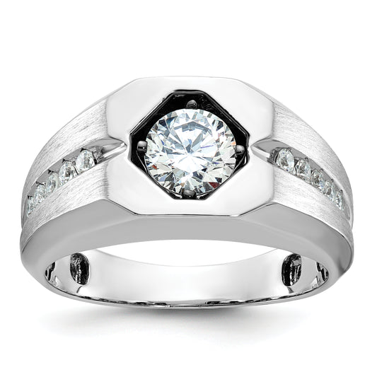 14k White Gold 1 1/5 Ct. Lab Grown Diamond VS/SI+ G+ Polished and Satin Men's Ring