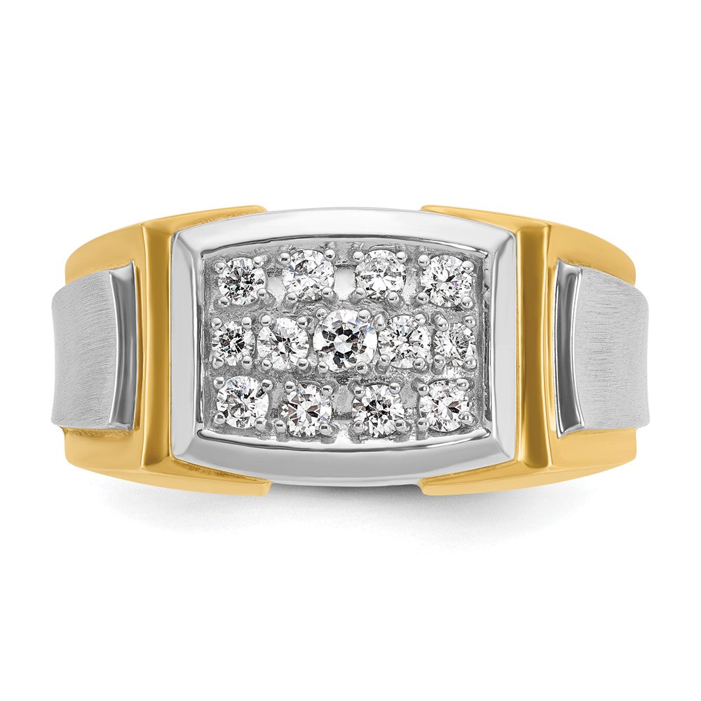 10K Yellow W/Rhodium Ibgoodman Men'S Polished And Satin Cluster Ring Mounting