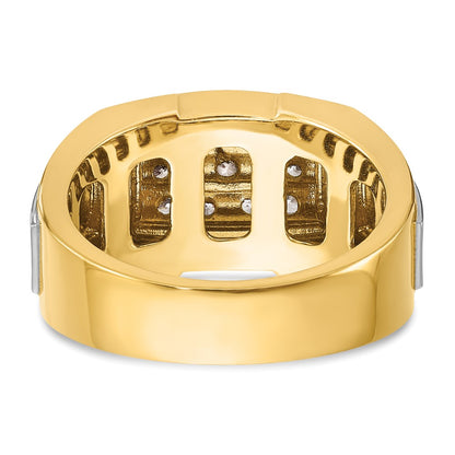10K Yellow W/Rhodium Ibgoodman Men'S Polished And Satin Cluster Ring Mounting