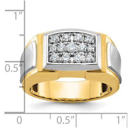10K Yellow W/Rhodium Ibgoodman Men'S Polished And Satin Cluster Ring Mounting