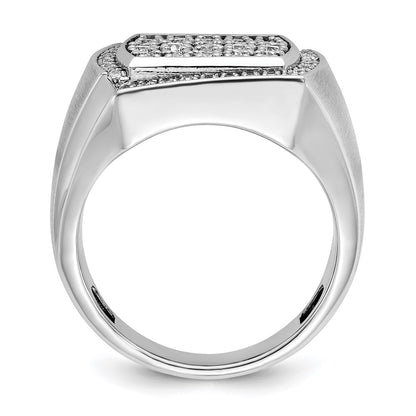 10K White Gold Ibgoodman Men'S Polished And Satin 1 1/3 Carat A Quality Diamond Cluster Ring