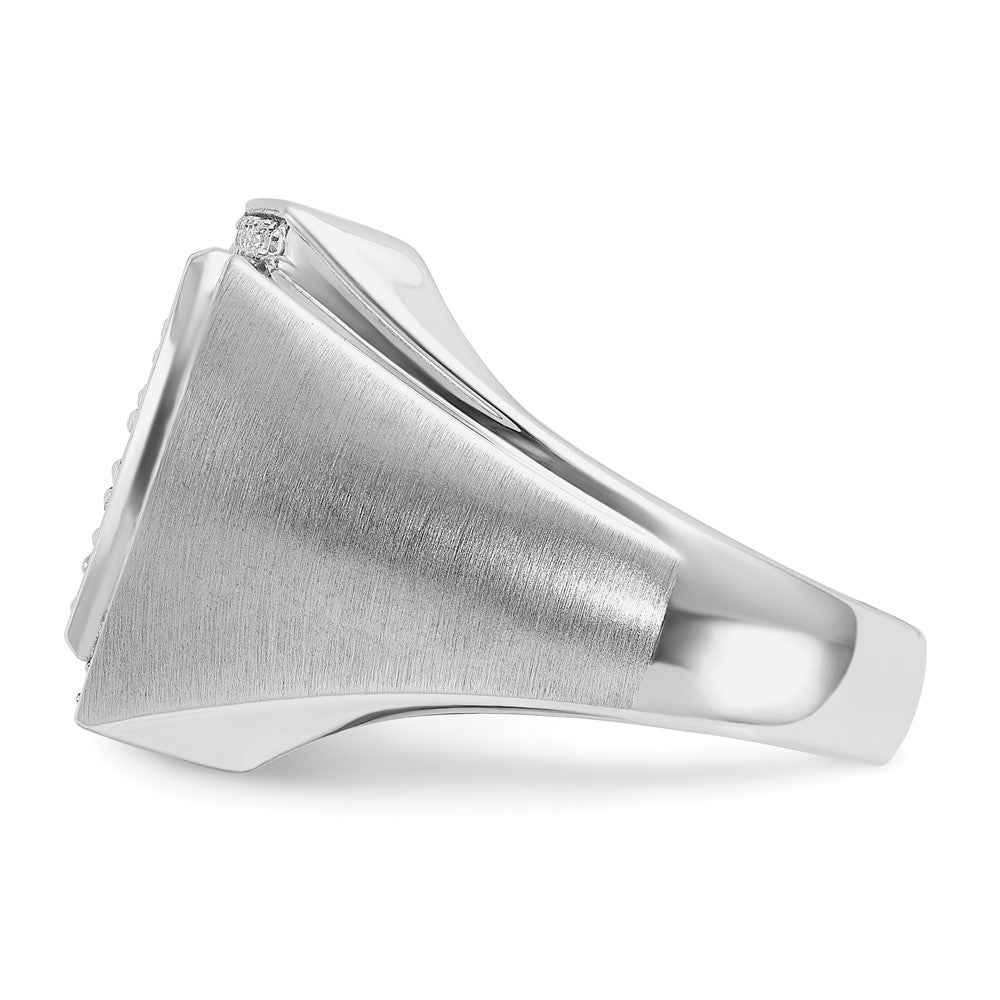 10K White Gold Ibgoodman Men'S Polished And Satin 1 1/3 Carat A Quality Diamond Cluster Ring