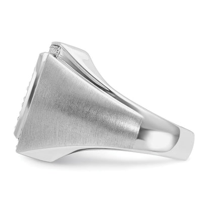 10K White Gold Ibgoodman Men'S Polished And Satin 1 1/3 Carat A Quality Diamond Cluster Ring