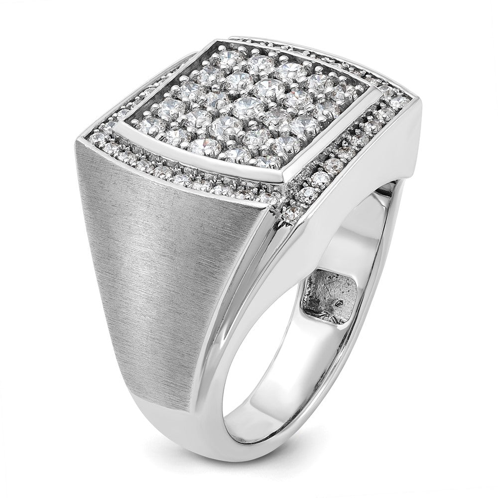 10K White Gold Ibgoodman Men'S Polished And Satin 1 1/3 Carat A Quality Diamond Cluster Ring