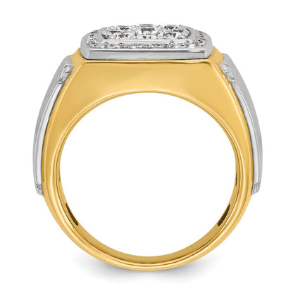 10K Two-Tone Ibgoodman Men'S Polished And Satin Square Cluster Ring Mounting
