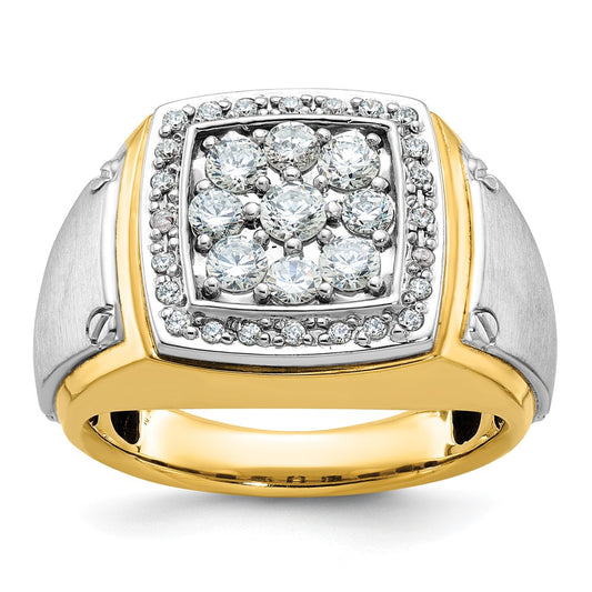 10K Two-Tone Ibgoodman Men'S Polished And Satin Square Cluster Ring Mounting