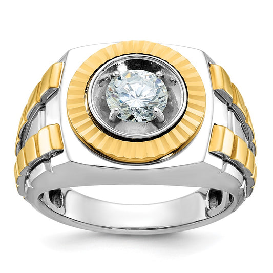 10K Two-Tone Ibgoodman Men'S Polished And Textured Ring Mounting