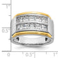 14k Two-tone Two Tone 2 Ct. Lab Grown Diamond VS/SI+ G+ Princess Polished and Satin Two Row Men's Ring