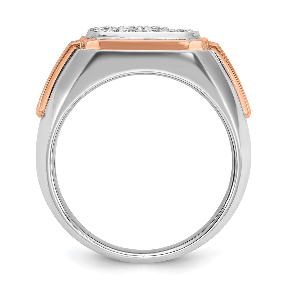 14K White/Rose Gold Ibgoodman Two Tone Rose And White 1 Carat Lab Grown Diamond Vs/Si+ G+ Complete Cluster Men'S Ring