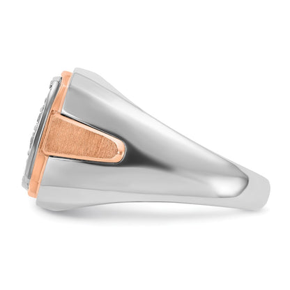 14K White/Rose Gold Ibgoodman Two Tone Rose And White 1 Carat Lab Grown Diamond Vs/Si+ G+ Complete Cluster Men'S Ring
