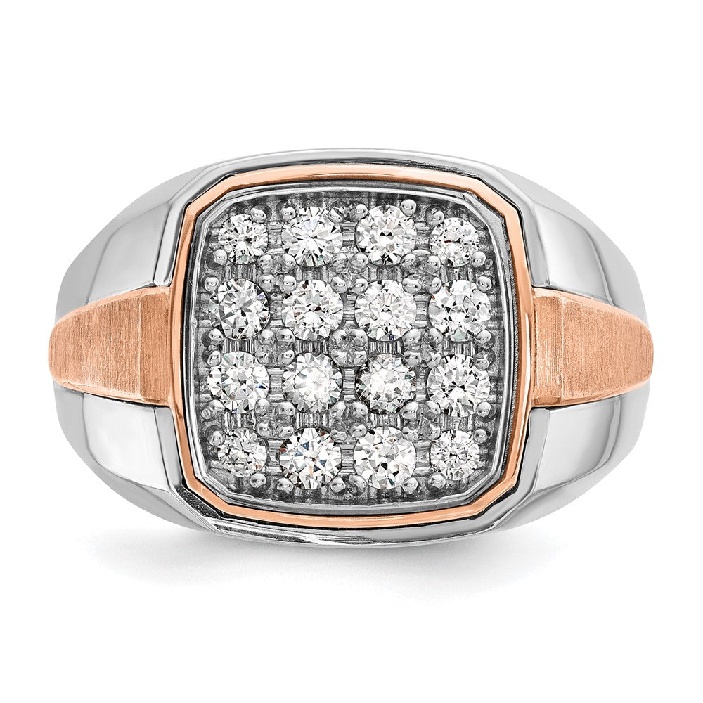 14K White/Rose Gold Ibgoodman Two Tone Rose And White 1 Carat Lab Grown Diamond Vs/Si+ G+ Complete Cluster Men'S Ring