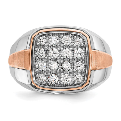 14K White/Rose Gold Ibgoodman Two Tone Rose And White 1 Carat Lab Grown Diamond Vs/Si+ G+ Complete Cluster Men'S Ring