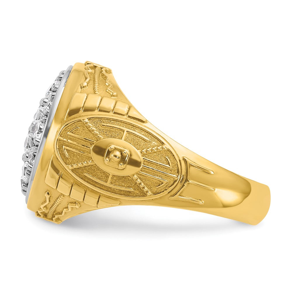 10K Two-Tone Ibgoodman Men'S Polished And Textured 1 5/8 Carat A Quality Diamond Oval Cluster Ring