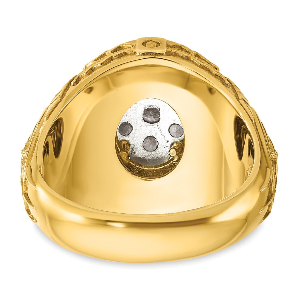 10K Two-Tone Ibgoodman Men'S Polished And Textured 1 5/8 Carat A Quality Diamond Oval Cluster Ring