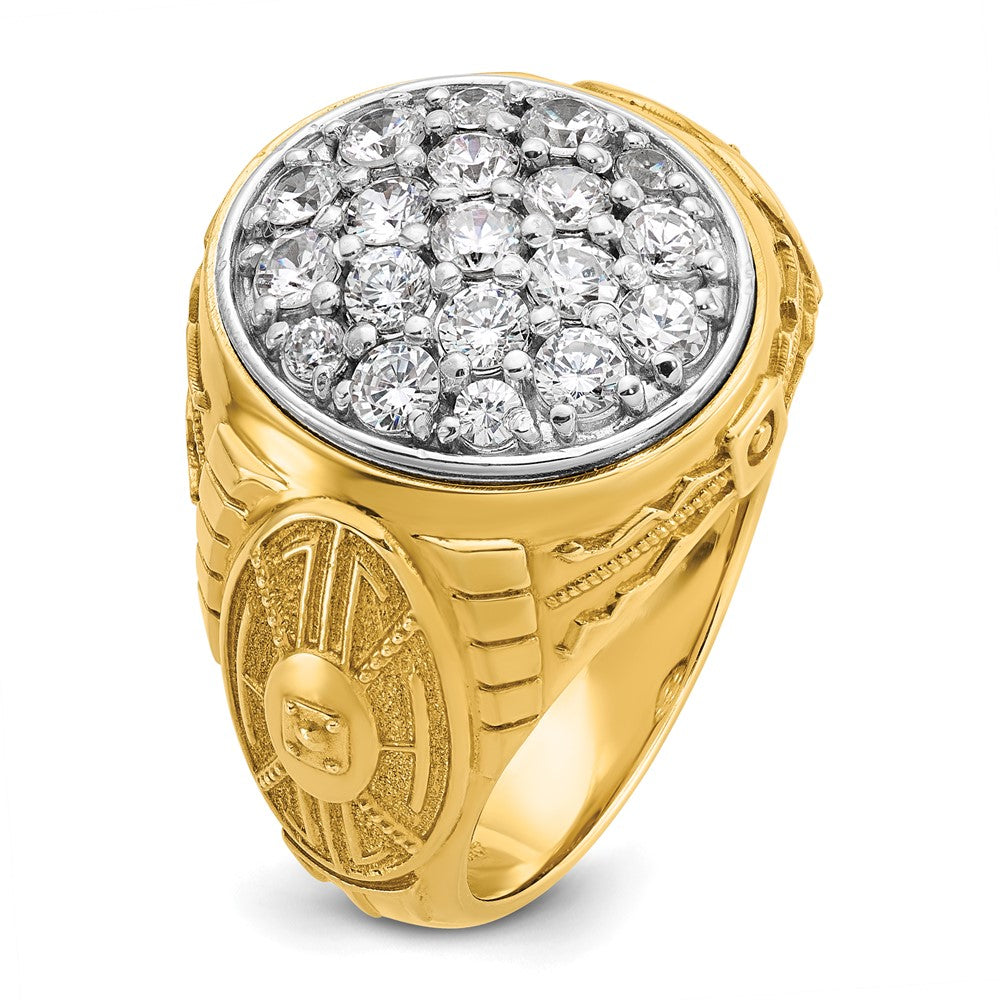 10K Two-Tone Ibgoodman Men'S Polished And Textured 1 5/8 Carat A Quality Diamond Oval Cluster Ring