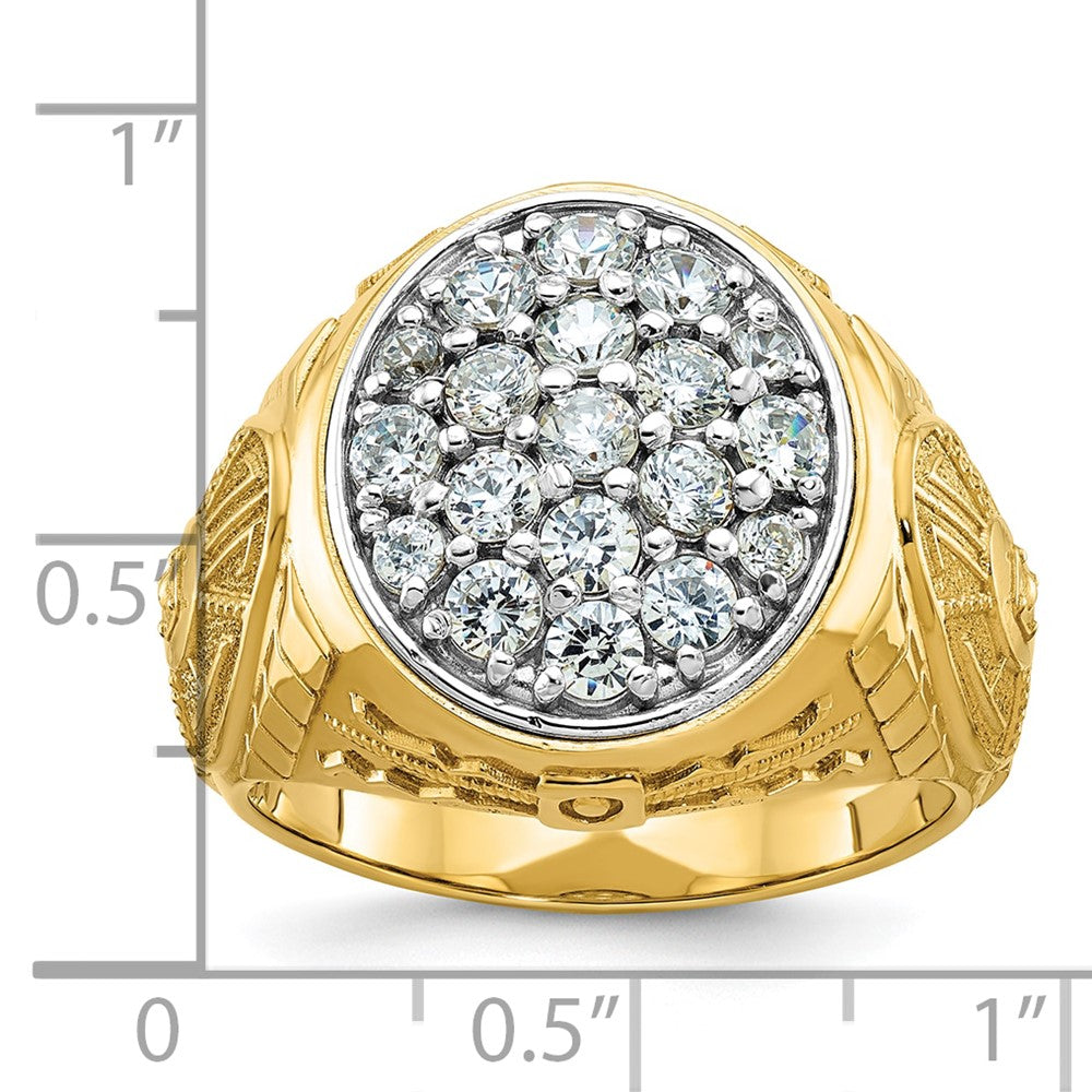10K Two-Tone Ibgoodman Men'S Polished And Textured 1 5/8 Carat A Quality Diamond Oval Cluster Ring
