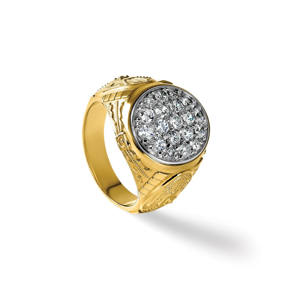 10K Two-Tone Ibgoodman Men'S Polished And Textured Oval Cluster Ring Mounting
