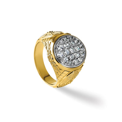 10K Two-Tone Ibgoodman Men'S Polished And Textured Oval Cluster Ring Mounting