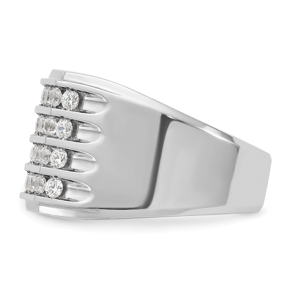 14k White Gold 1 5/8 Ct. Lab Grown Diamond VS/SI+ G+ Four Row Men's Ring