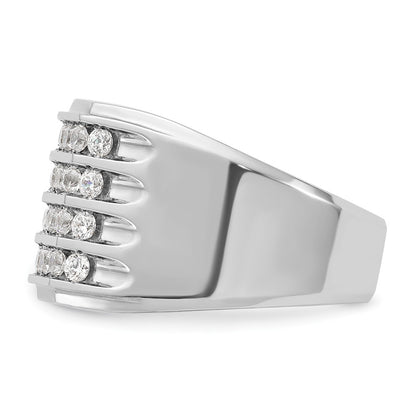 14k White Gold 1 5/8 Ct. Lab Grown Diamond VS/SI+ G+ Four Row Men's Ring