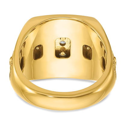 10K Two-Tone Ibgoodman With Black Enamel Men'S Polished Textured And Diamond-Cut 1 Carat A Quality Diamond Stars Stripes Round Cluster Ring