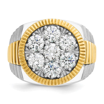 14k Two-Tone 3 Ct. Lab Grown Diamond VS/SI+ G+ Complete Ribbed Men's Cluster Ring