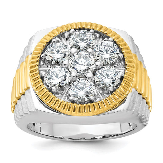 14k Two-Tone 3 Ct. Lab Grown Diamond VS/SI+ G+ Complete Ribbed Men's Cluster Ring