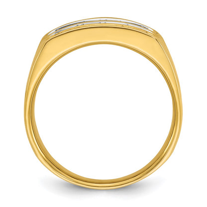 14k Yellow Gold with White Rhodium 2 Ct. Lab Grown Diamond VS/SI+ G+ Three Row Men's Ring