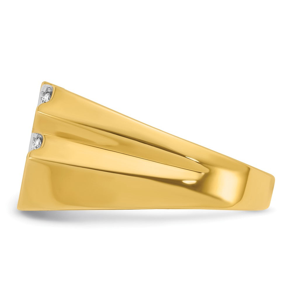 14k Yellow Gold 3/4 Ct. Lab Grown Diamond VS/SI+ G+ Polished and Grooved Men's Ring