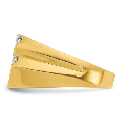 14k Yellow Gold 3/4 Ct. Lab Grown Diamond VS/SI+ G+ Polished and Grooved Men's Ring