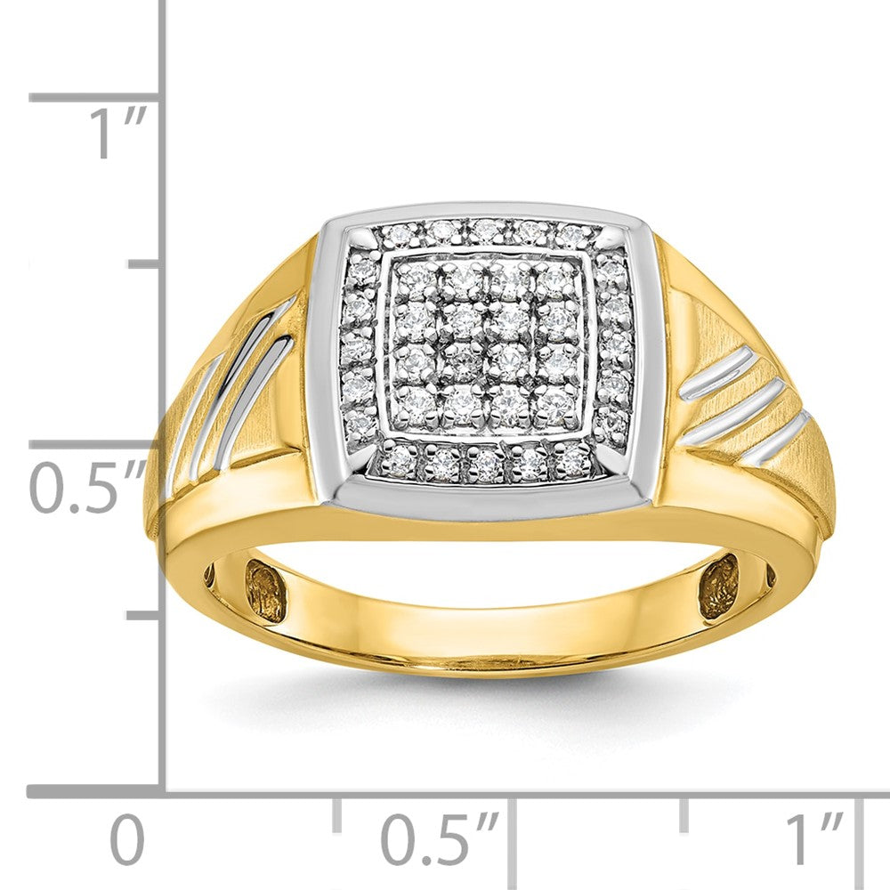 14k Yellow u0026 Rhodium Gold with White Rhodium Men's Satin 1/3 carat Diamond Complete Ring
