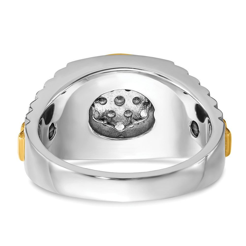 10K Two-Tone Ibgoodman 14K Men'S Polished Satin And Ribbed Round Cluster Ring Mounting