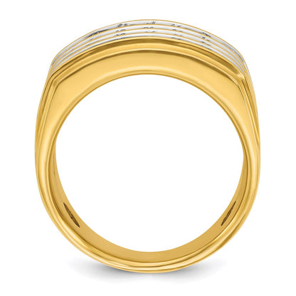 14k Yellow Gold with White Rhodium 3 3/4 Ct. Lab Grown Diamond VS/SI+ G+ Four Row Men's Ring
