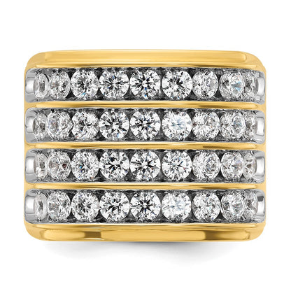 14k Yellow Gold with White Rhodium 3 3/4 Ct. Lab Grown Diamond VS/SI+ G+ Four Row Men's Ring