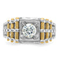 14k Two-tone 1 Ct. Lab Grown Diamond VS/SI+ G+ Polished and Brushed Textured Men's Ring