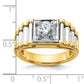 14k Two-Tone 1 Ct. Lab Grown Diamond VS/SI+ G+ Polished and Ribbed Men's Ring