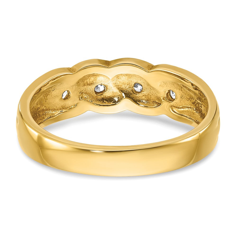 14k Yellow Gold Men's Link Design 1/4 carat Diamond Complete Ring