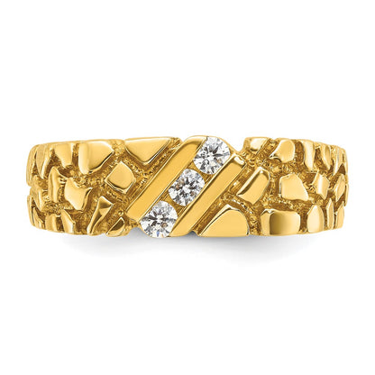 14k Yellow Gold Men's 1/4 carat Diamond Nugget Complete Ring