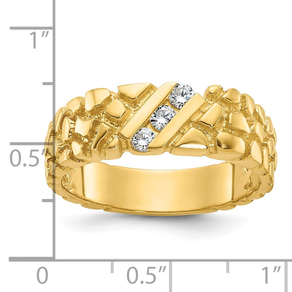 14k Yellow Gold Men's 1/4 carat Diamond Nugget Complete Ring