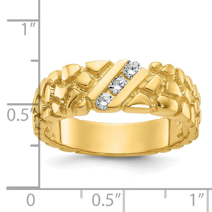 14k Yellow Gold Men's 1/4 carat Diamond Nugget Complete Ring