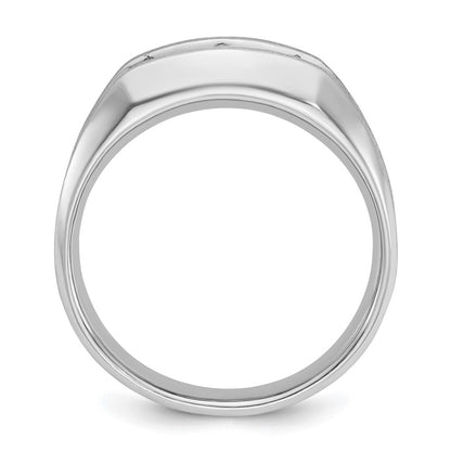 14k White Gold 1/2 Ct. Lab Grown Diamond VS/SI+ G+ Three Stone Polished and Satin Men's Ring