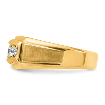 14k Yellow & Rhodium with White 1/2 Ct. Lab Grown Diamond VS/SI+ G+ Polished and Satin Five Stone Men's Ring